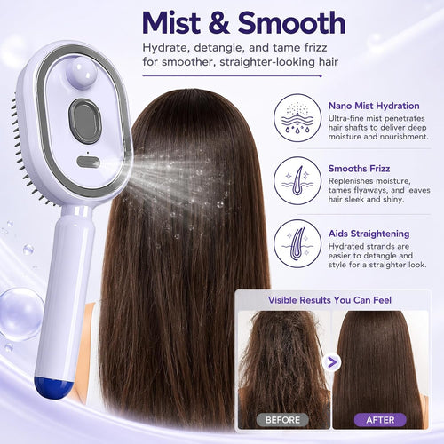 Nano mist hair brush
